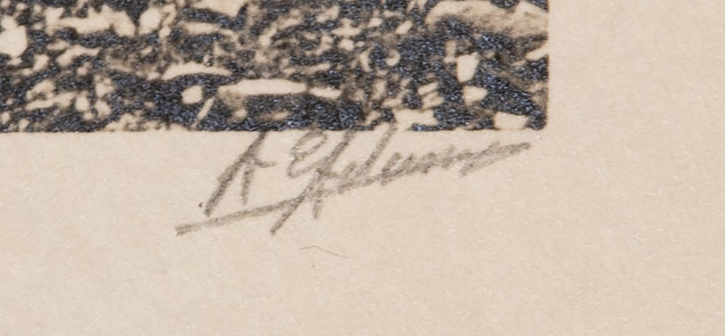 Ansel Adams' signature. Milestone Mountain, original gelatin silver photograph by Ansel Adams